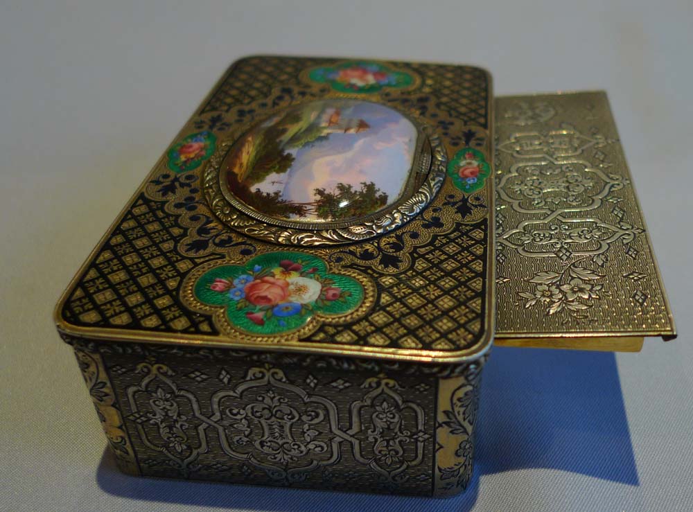 Antique singing bird box in silver gilt and enamel, earliest numbered Charles Bruguier box extant.
