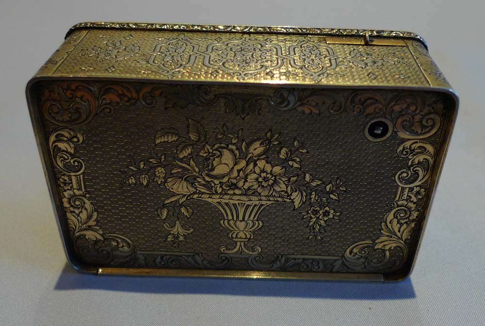 Antique singing bird box in silver gilt and enamel, earliest numbered Charles Bruguier box extant.