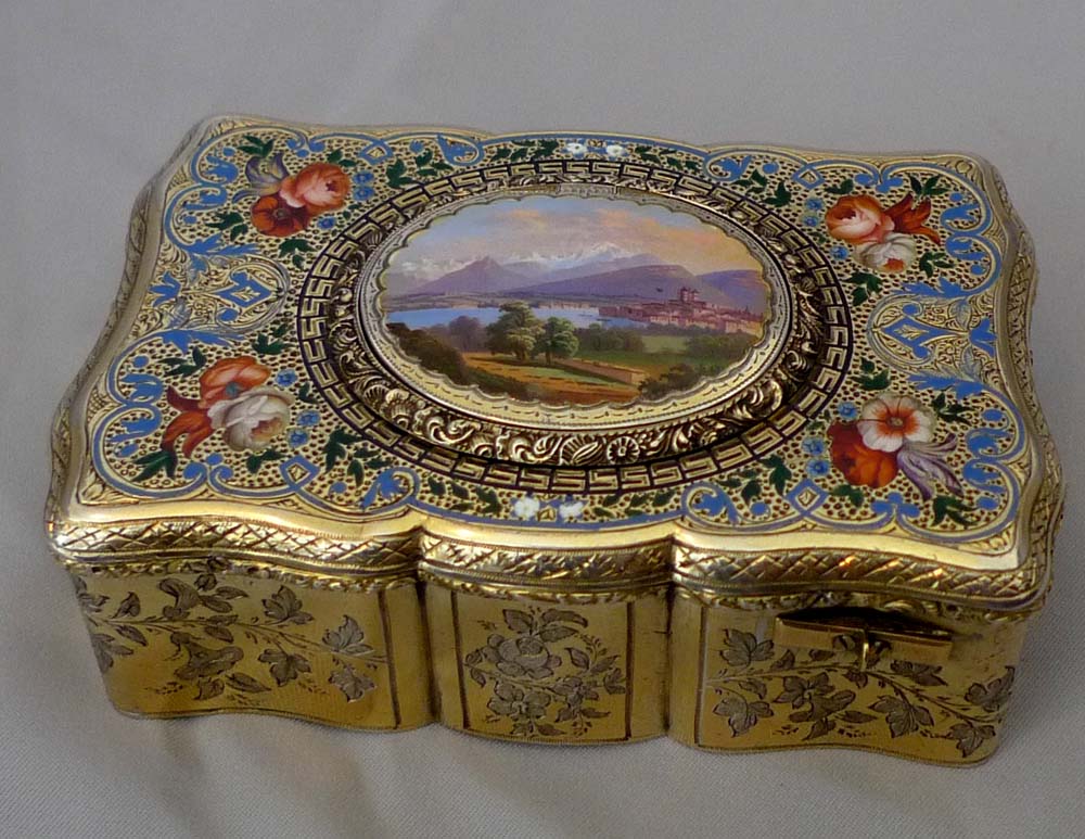 Antique Bruguier singing bird box, fusee movement, silver gilt and enamel case.