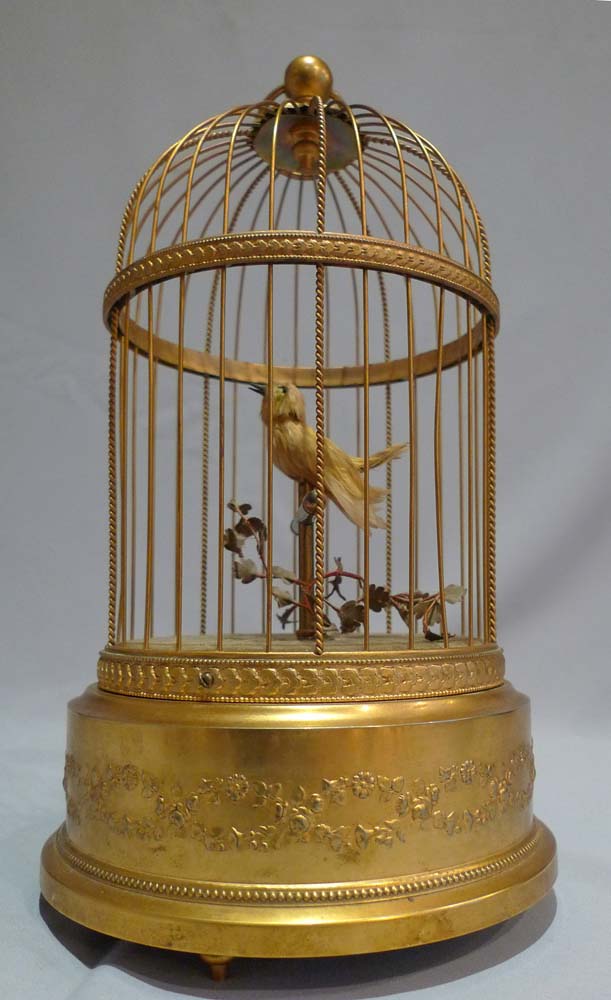 Antique singing bird cage by Bontems of France.