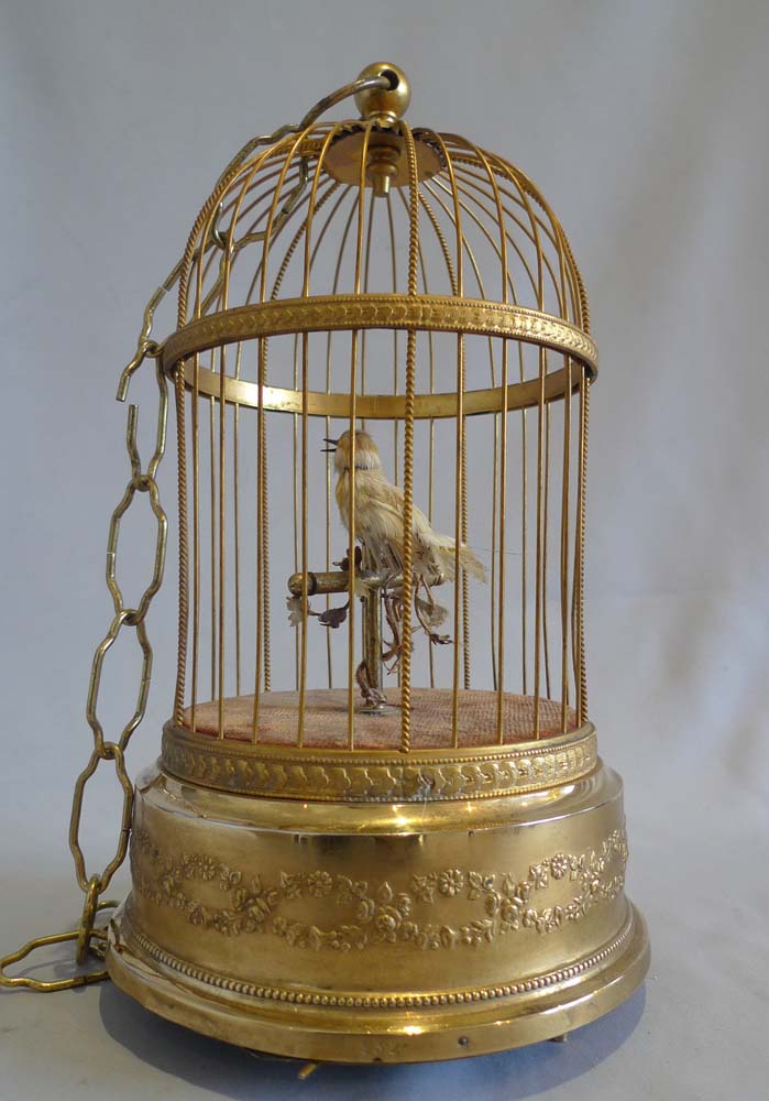 French single bird singing bird cage by Bontems