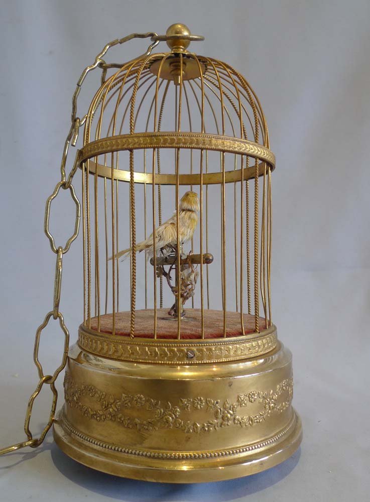 French single bird singing bird cage by Bontems