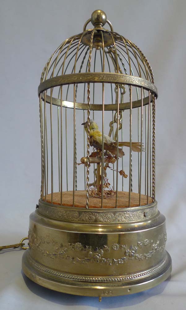 French single bird singing bird cage by Bontems of Paris