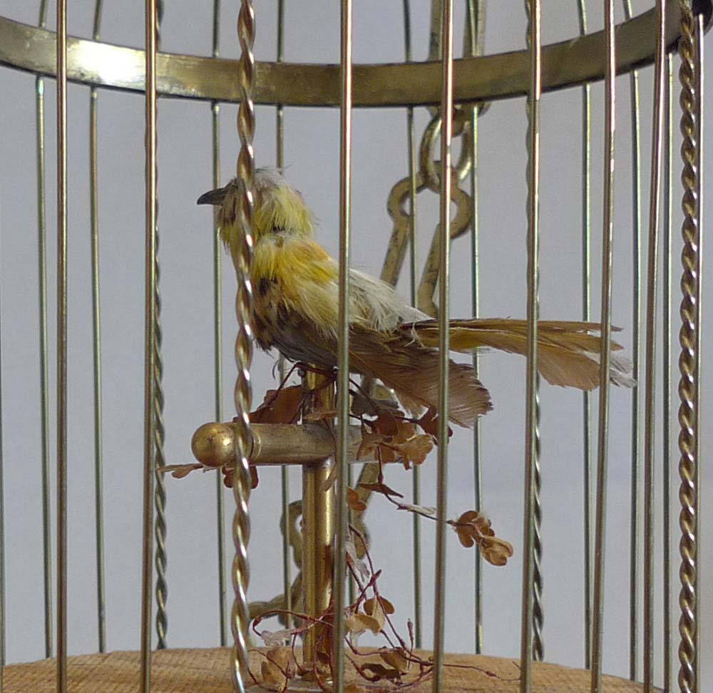 French single bird singing bird cage by Bontems of Paris