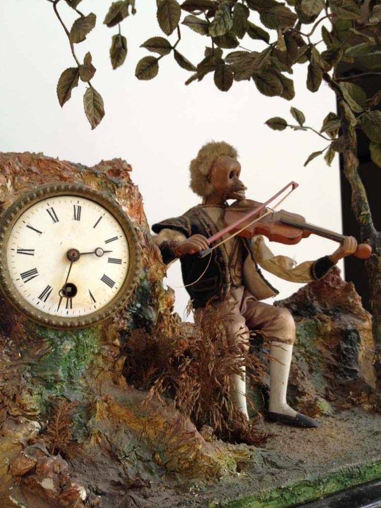 Antique 19th Century French Monkey Musician Automata Clock.