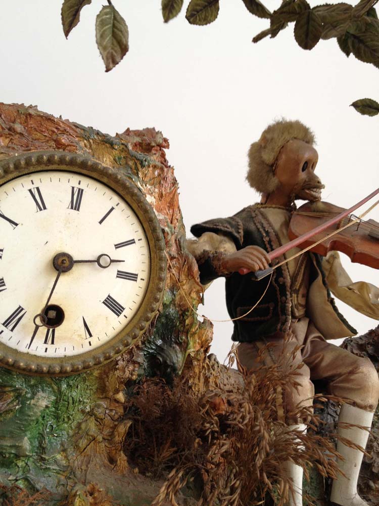 Antique 19th Century French Monkey Musician Automata Clock.