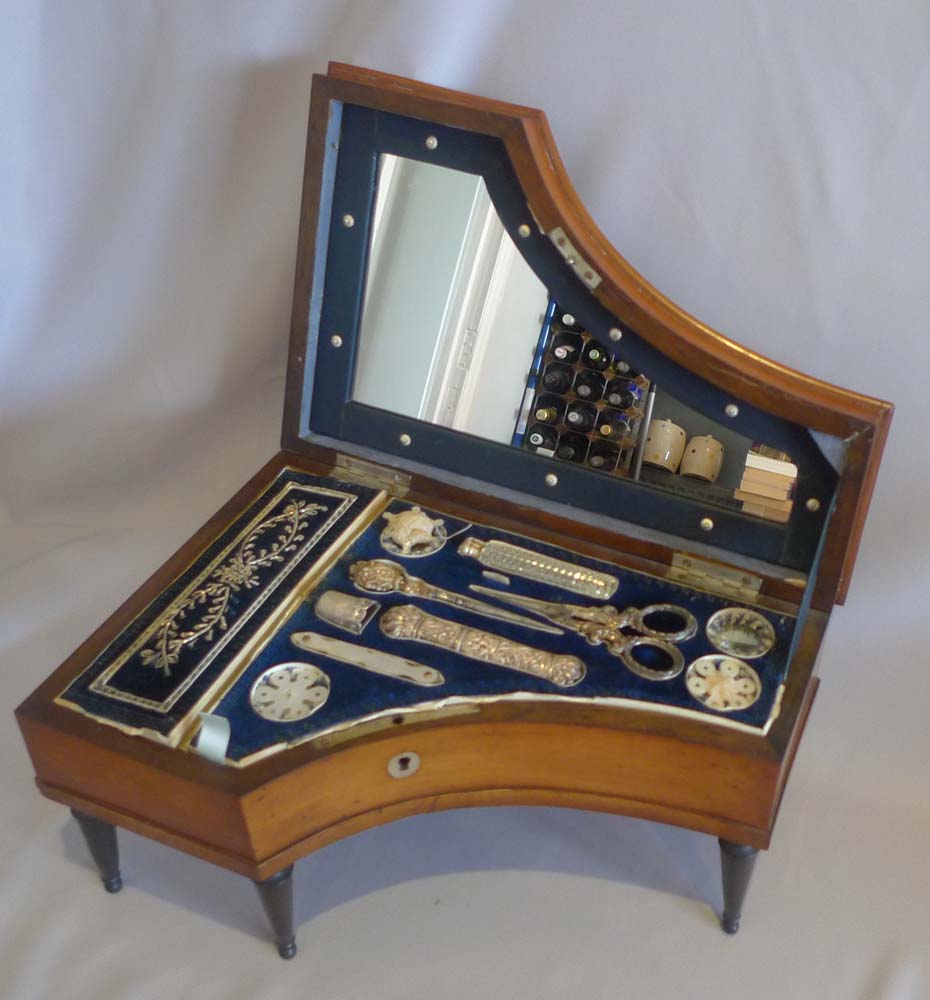 Antique ivory inlaid satinwood musical grand piano necessaire