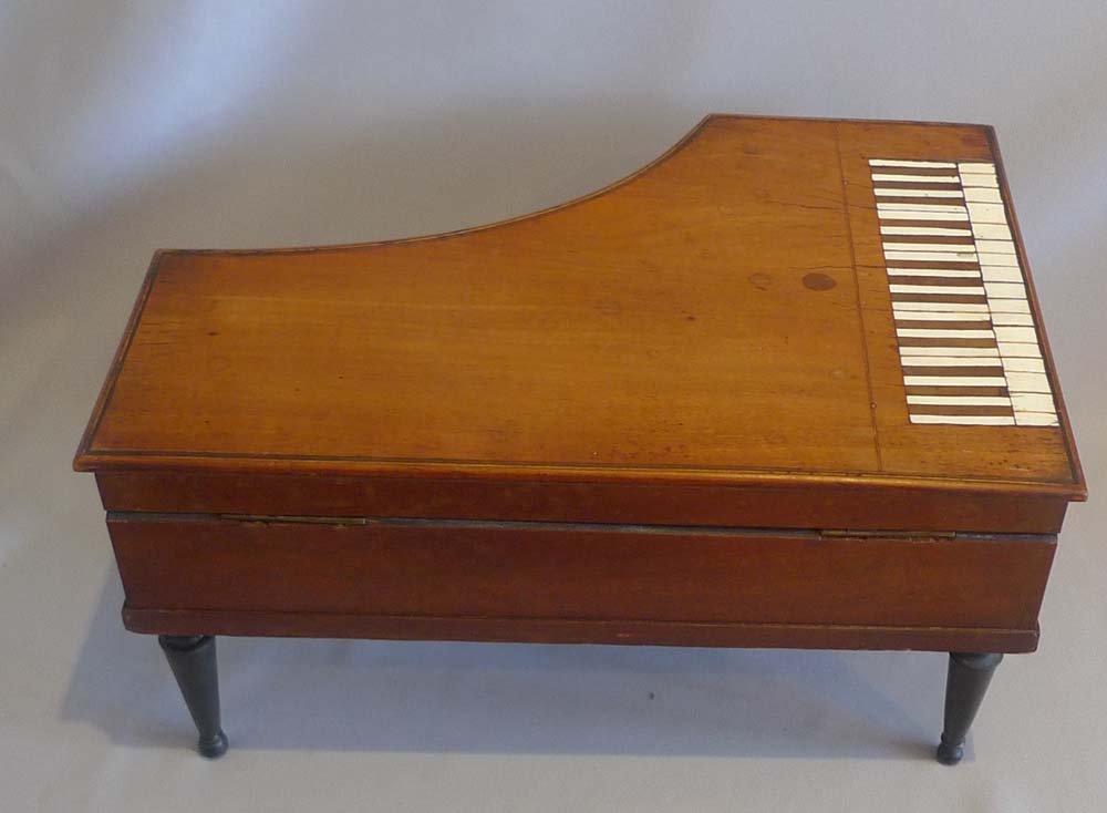 Antique ivory inlaid satinwood musical grand piano necessaire