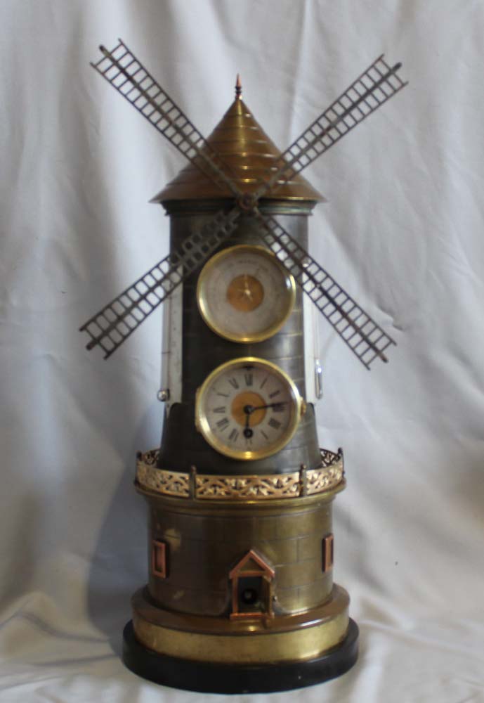Antique Windmill automaton clock and compendium