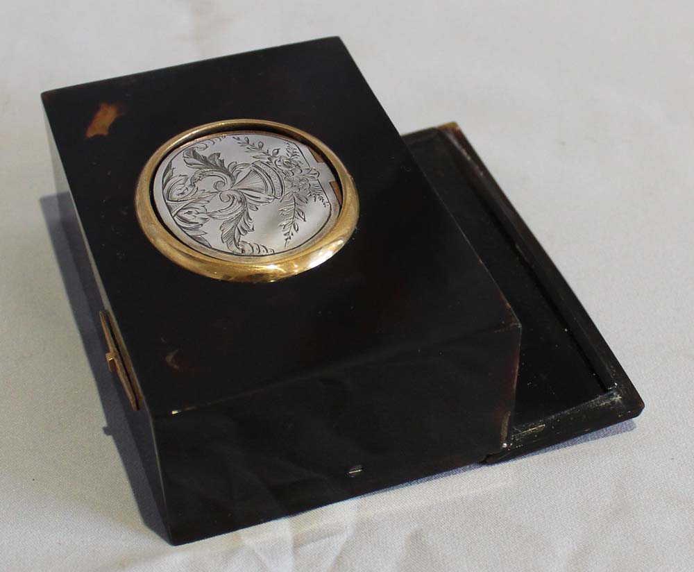 Antique tortoiseshell singing bird box by Bontems of Paris.