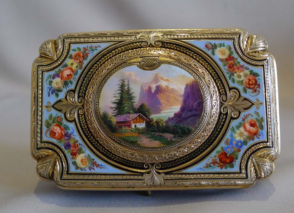 Antique Bruguier fusee singing bird box in silver gilt and enamel.