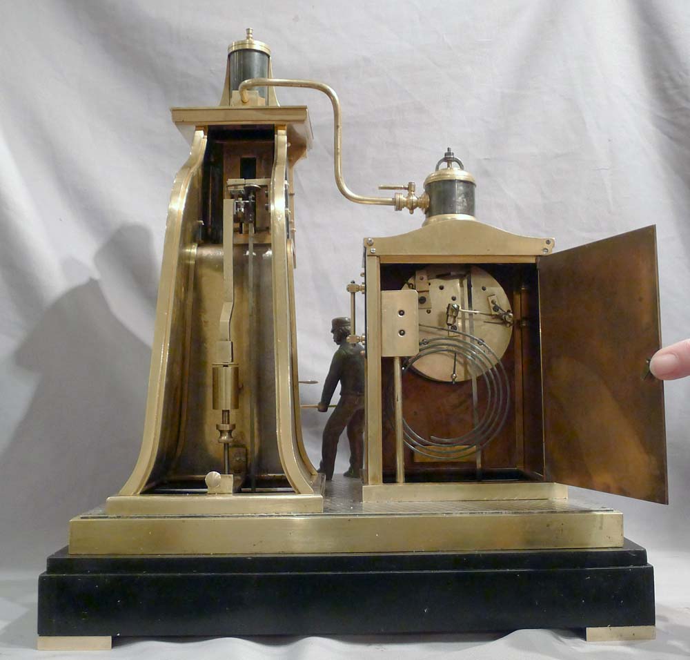 Antique French Industrial clock of rare form as a steam hammer.