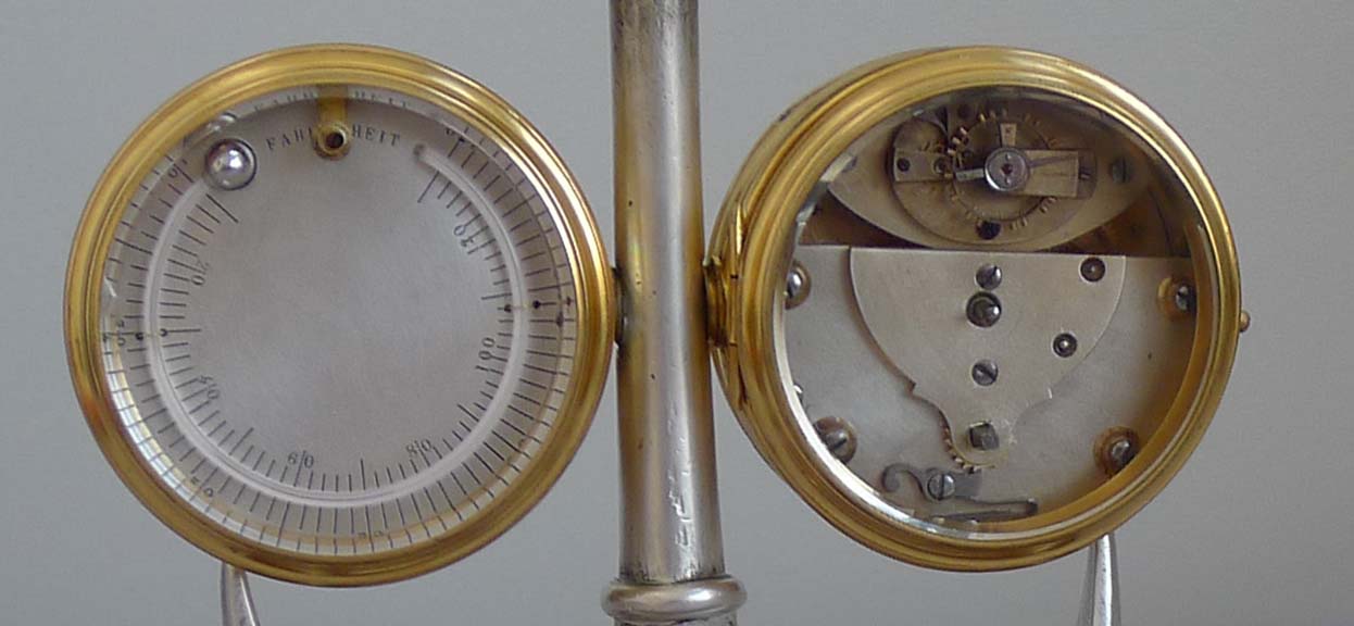 Antique Industrial Series Marine small deskset of clock, barometer and thermometer within an anchor.