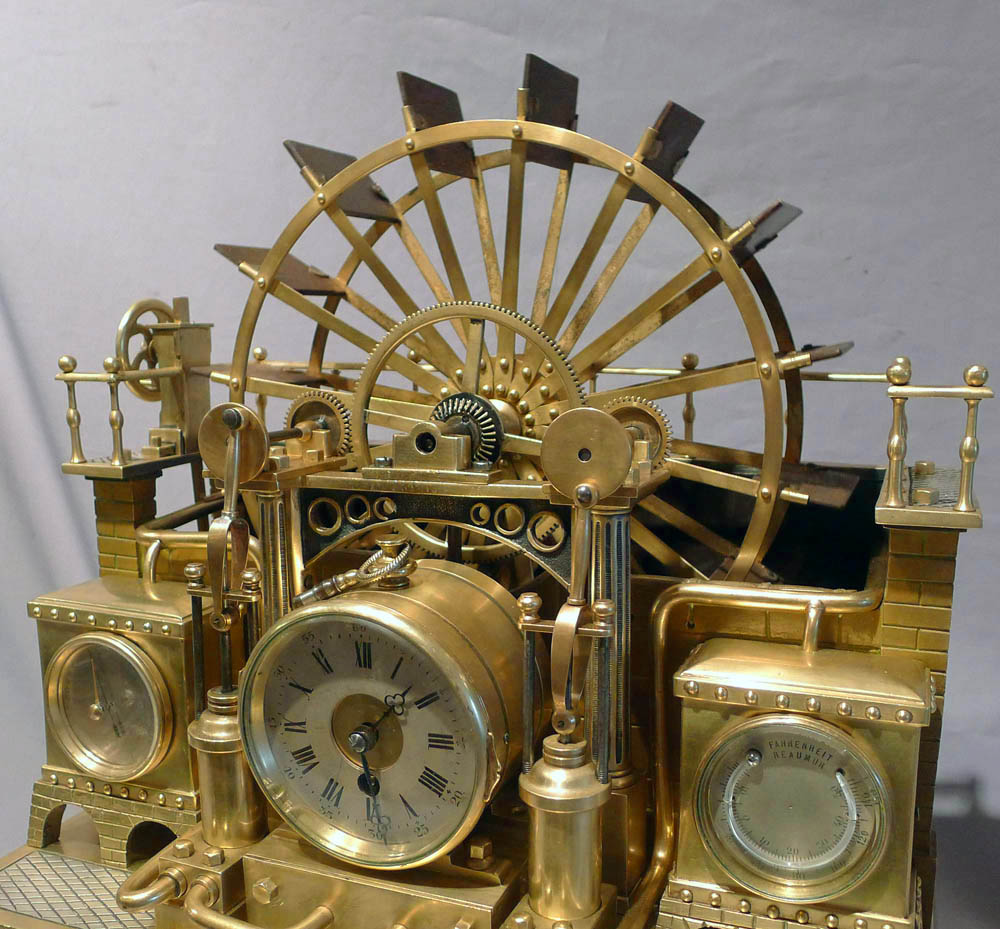 Antique French Industrial Series Waterwheel and weather station by Guilmet.