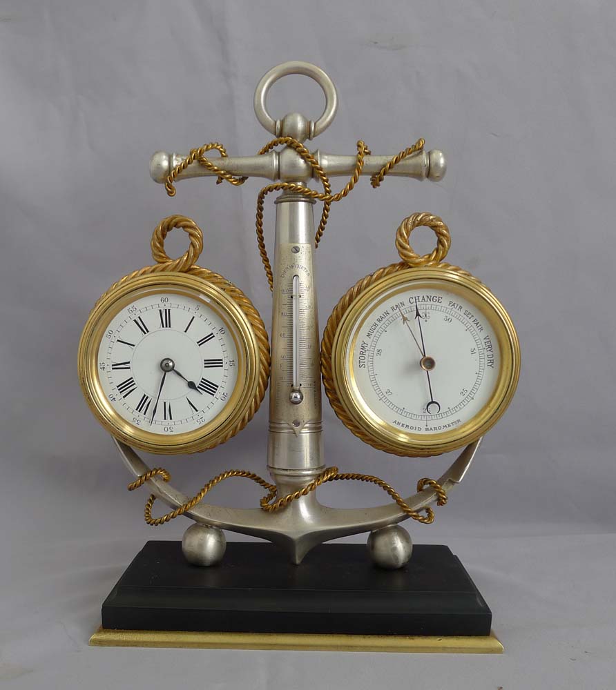 Antique Industrial series desk weather station of nautical style.
