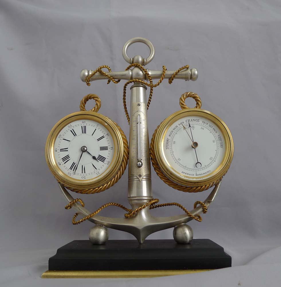 Antique Industrial series desk weather station of nautical style.