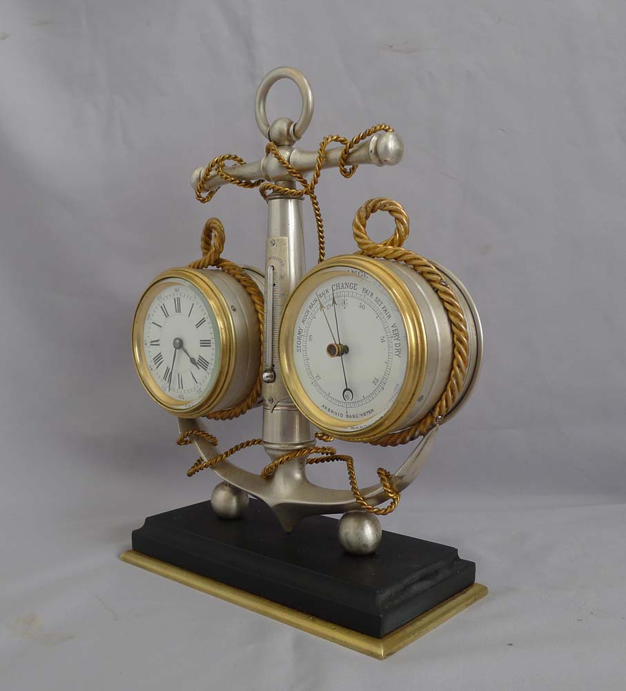 Antique Industrial series desk weather station of nautical style.