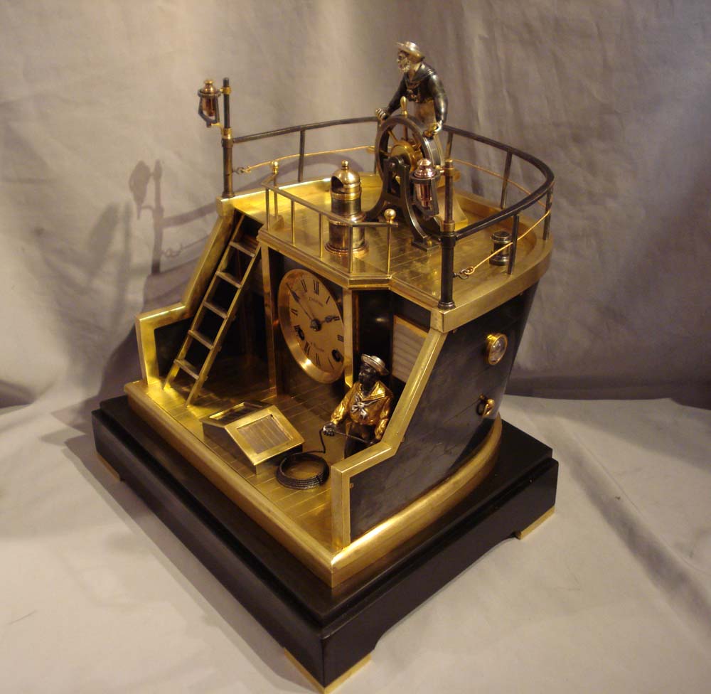 French Antique Industrial series quarterdeck Helmsman mantel clock by Guilmet.