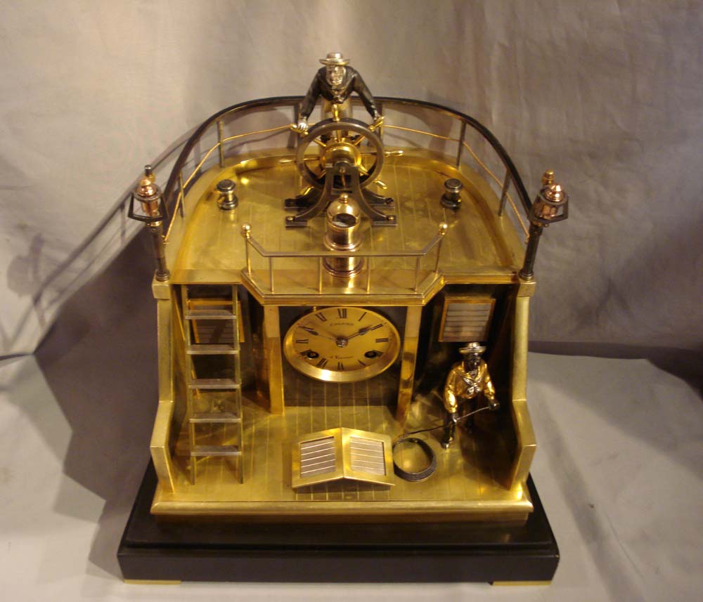 French Antique Industrial series quarterdeck Helmsman mantel clock by Guilmet.