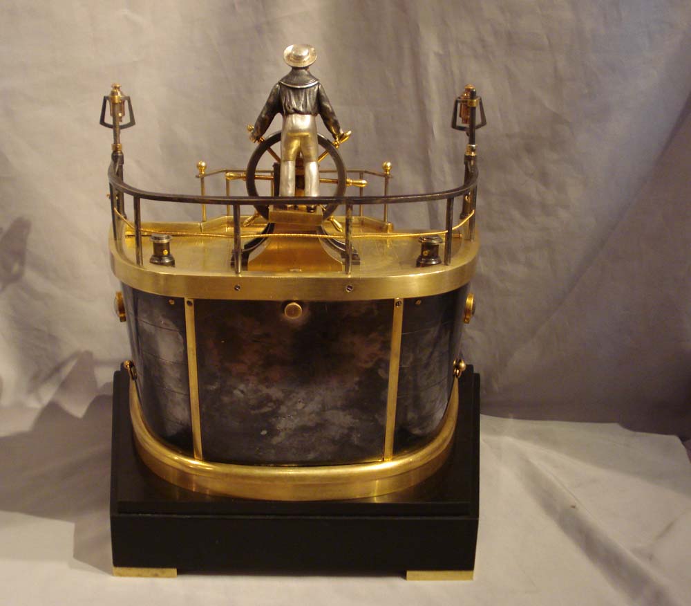 French Antique Industrial series quarterdeck Helmsman mantel clock by Guilmet.