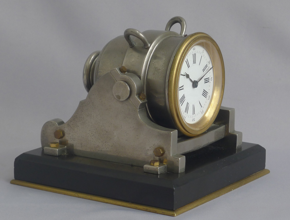 Antique Industrial Series Mantel clock modelled as a mortar by Guilmet