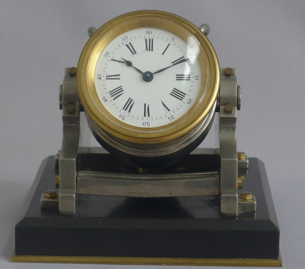 Antique Industrial Series Mantel clock modelled as a mortar by Guilmet