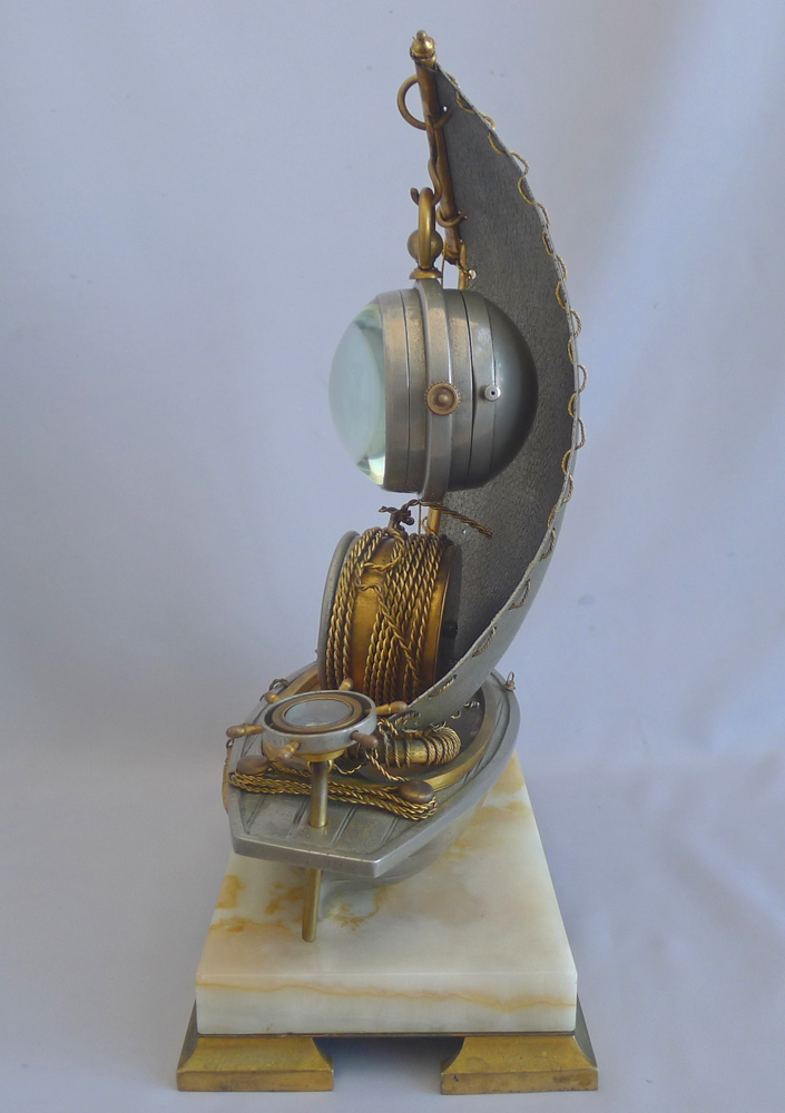 Antique French Industrial Sailboat Compendium Clock