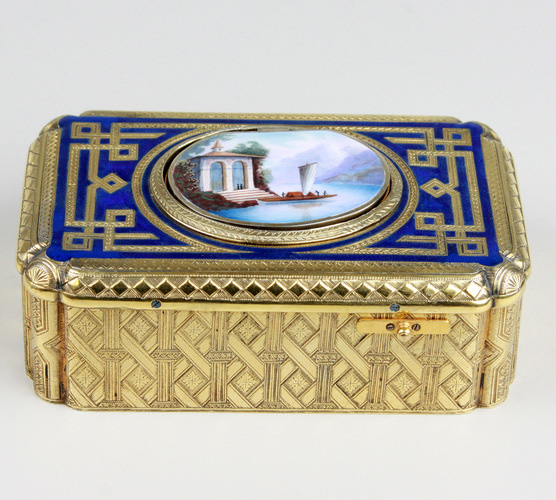 A fine antique silver-gilt and enamel singing bird box, by Charles Bruguier