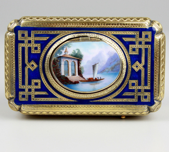 A fine antique silver-gilt and enamel singing bird box, by Charles Bruguier