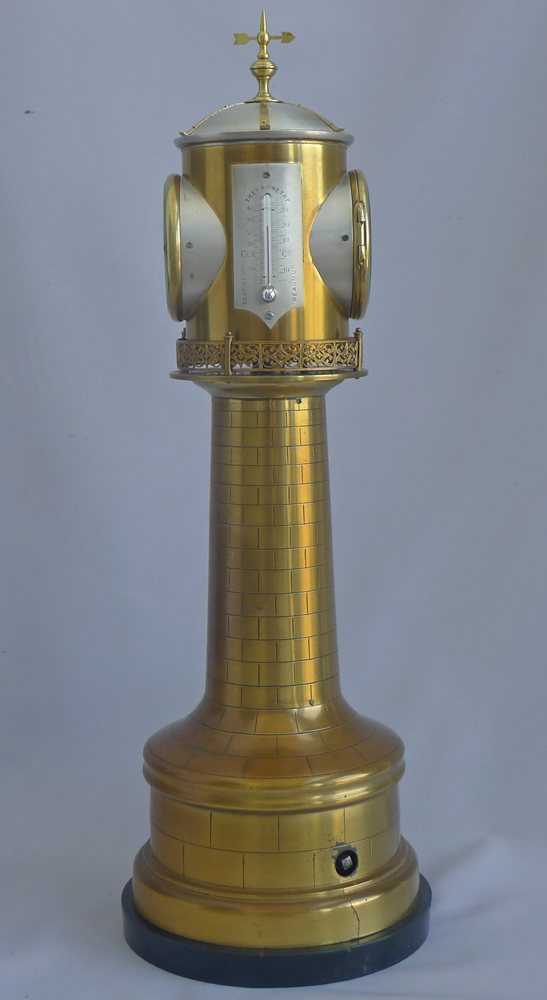 Industrial series antique French automaton lighthouse clock with weather station by Guilmet