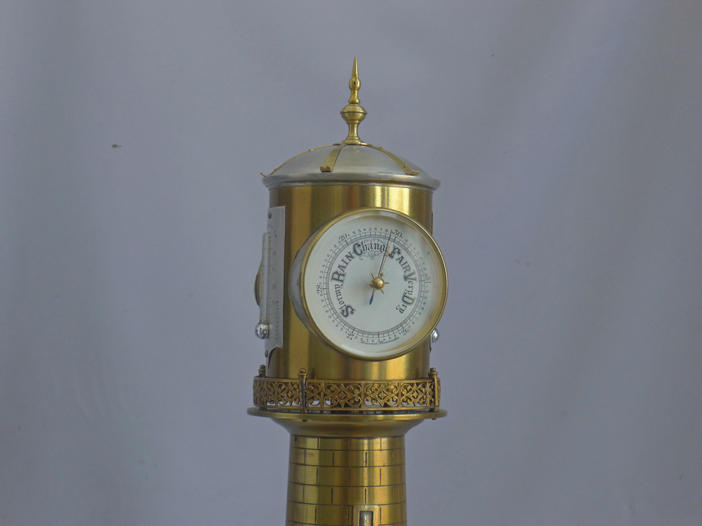 Industrial series antique French automaton lighthouse clock with weather station by Guilmet