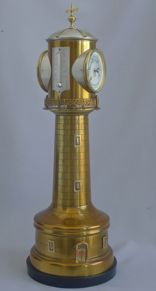 Industrial series antique French automaton lighthouse clock with weather station by Guilmet
