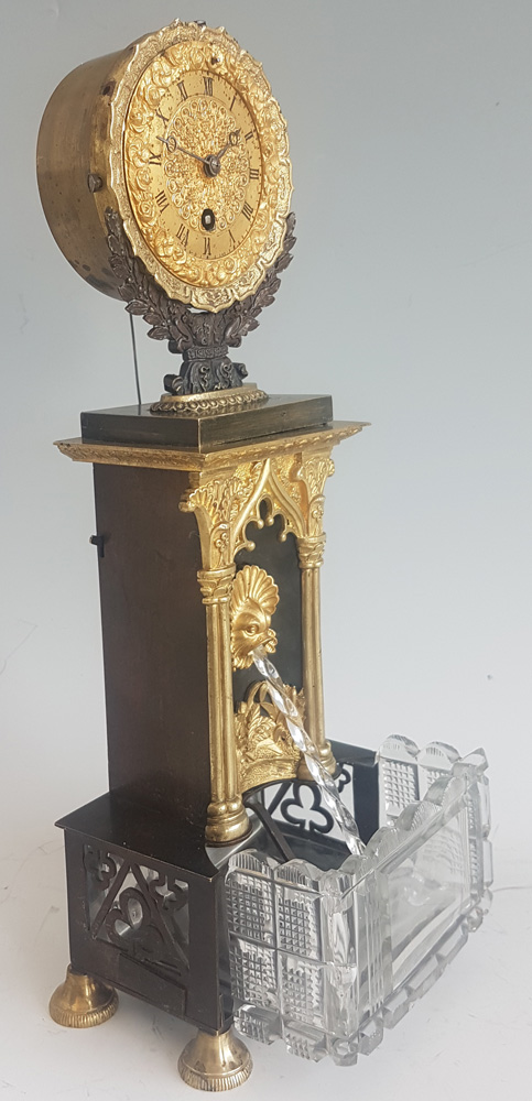 Antique French Gothic mantle clock with water automaton feature