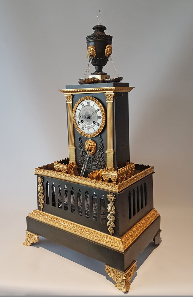 Rare French patinated bronze and original ormolu Charles X 5 rod automaton clock
