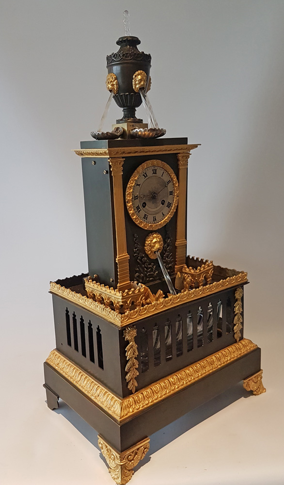 Rare French patinated bronze and original ormolu Charles X 5 rod automaton clock