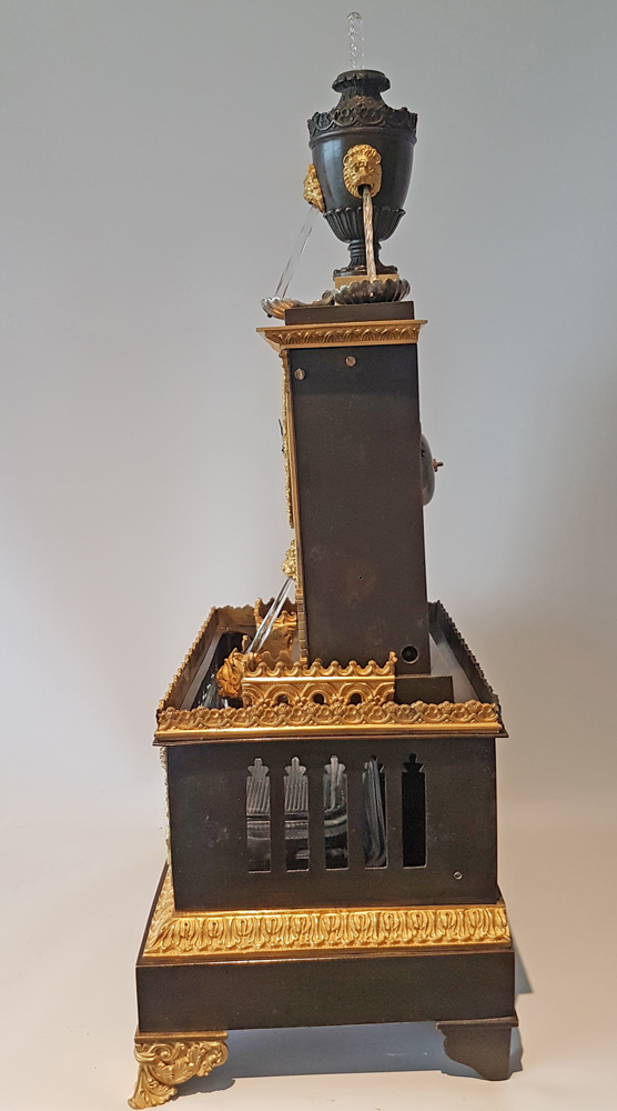 Rare French patinated bronze and original ormolu Charles X 5 rod automaton clock