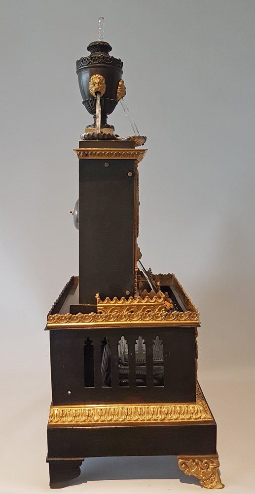 Rare French patinated bronze and original ormolu Charles X 5 rod automaton clock