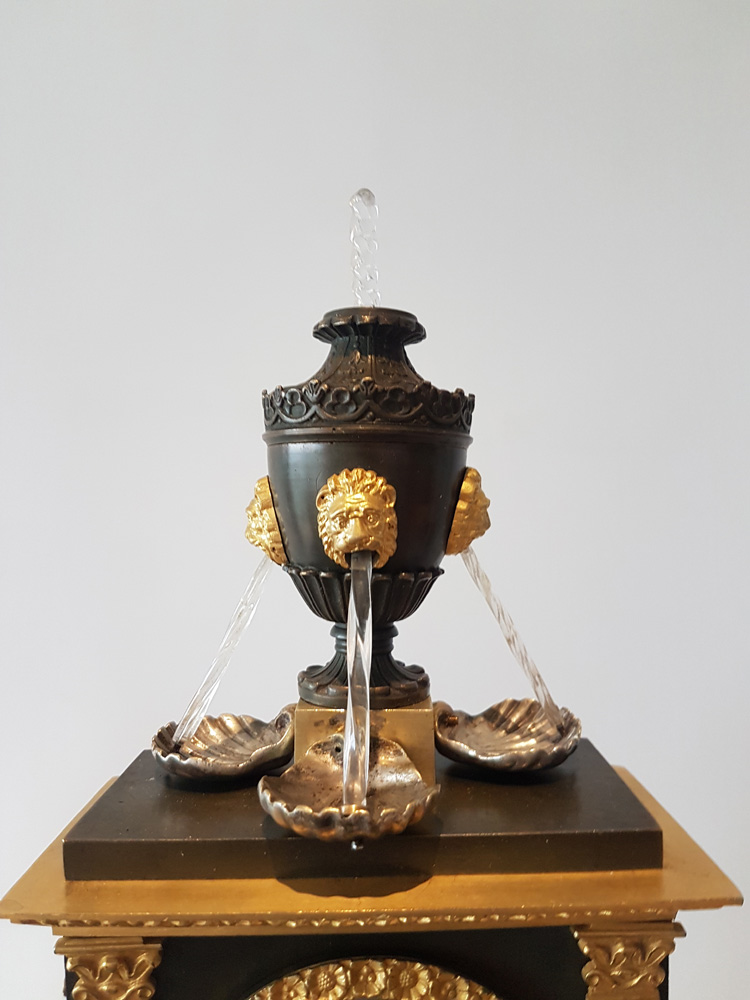 Rare French patinated bronze and original ormolu Charles X 5 rod automaton clock