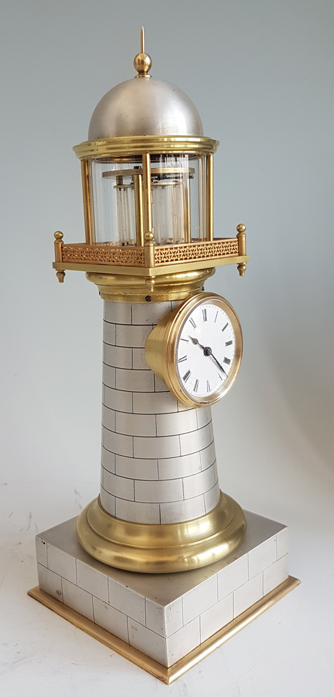 Antique Miniature Automaton Industrial Lighthouse Clock by Guilmet with duplex escapement