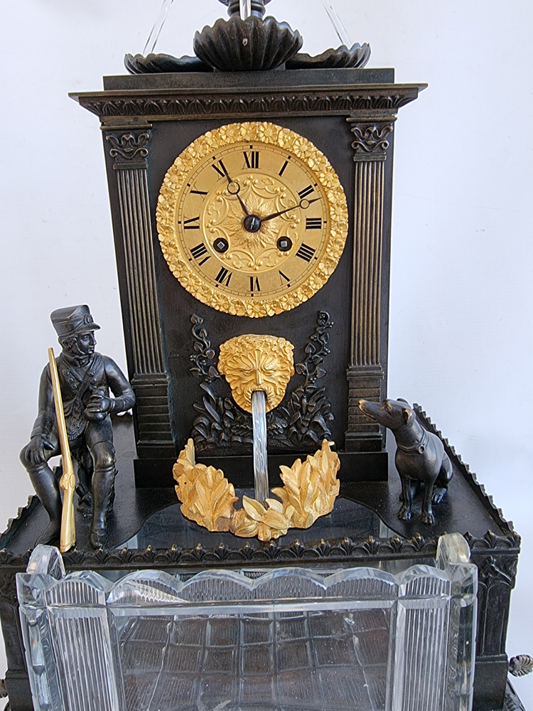 Rare French patinated bronze and original ormolu Charles X 5 rod automaton clock