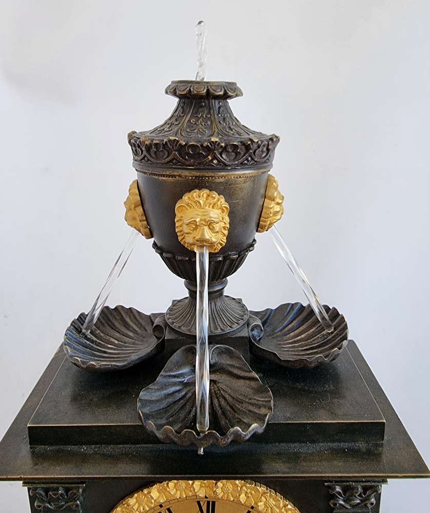 Rare French patinated bronze and original ormolu Charles X 5 rod automaton clock