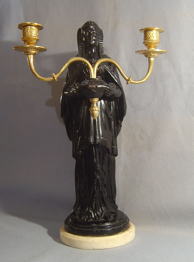 Antique English Regency signed & dated candelabrum in Egyptian revival.