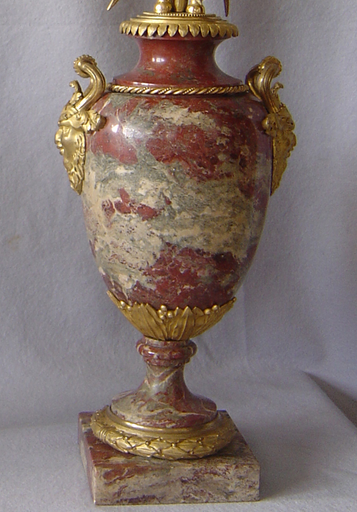 Pair of Russian marble and ormolu mounted three branch candela