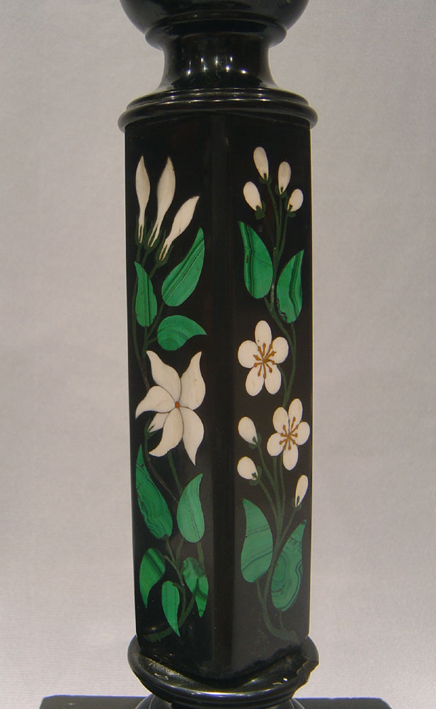Pietra Dura candlesticks, Derbyshire, England early 19th century.