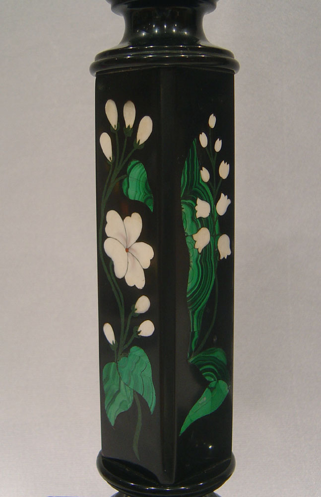 Pietra Dura candlesticks, Derbyshire, England early 19th century.