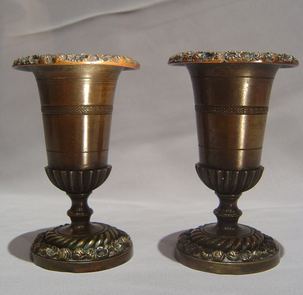 Pair English Regency spill vases