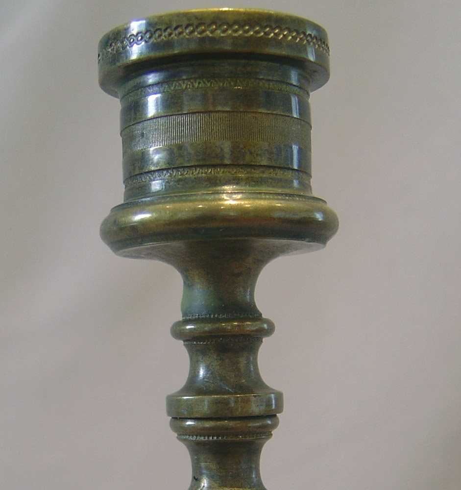 English Regency bronze candlestick in the goute d'Egypt.