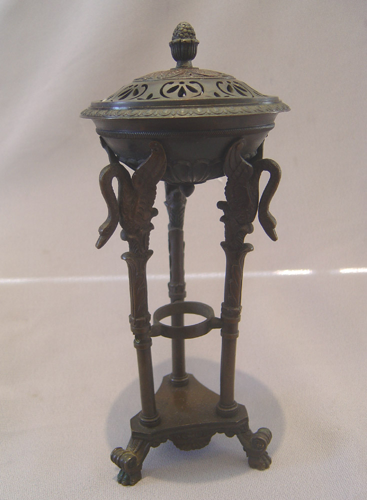 Fine antique French or English early 19th century patinated bronze pastille burner