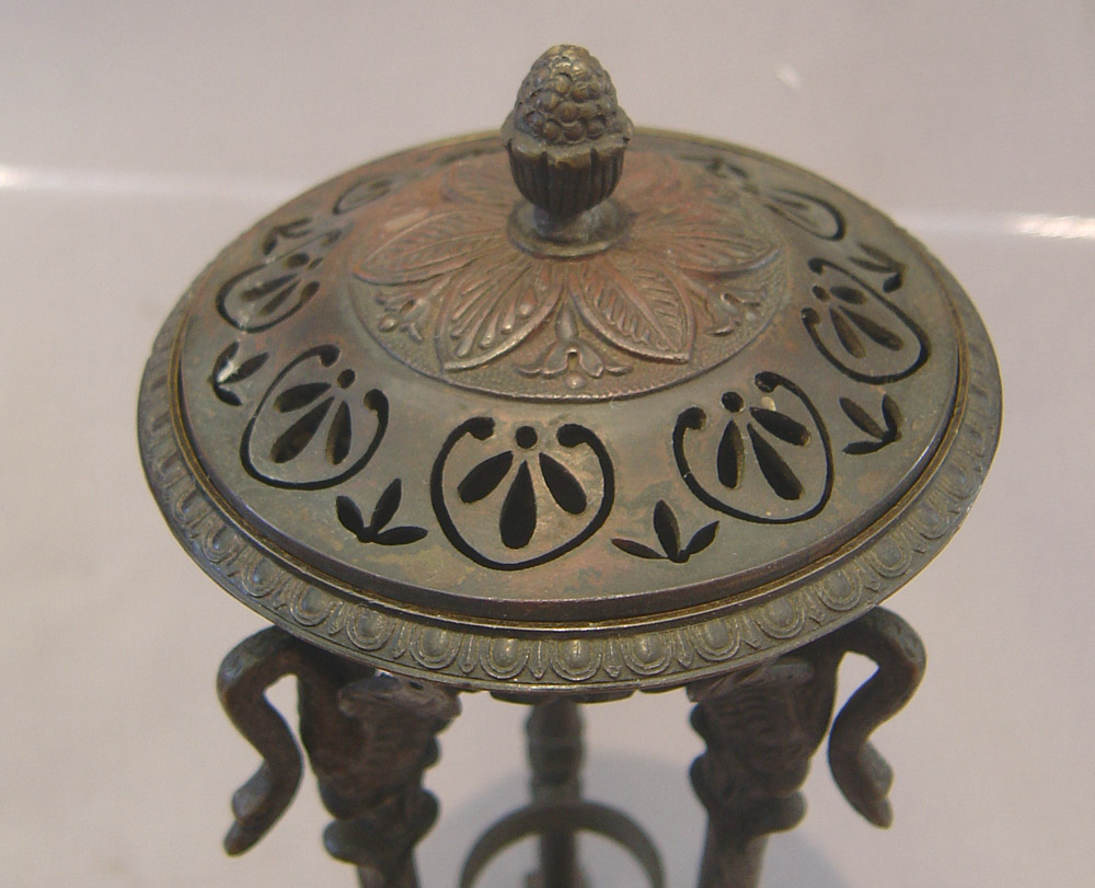 Fine antique French or English early 19th century patinated bronze pastille burner