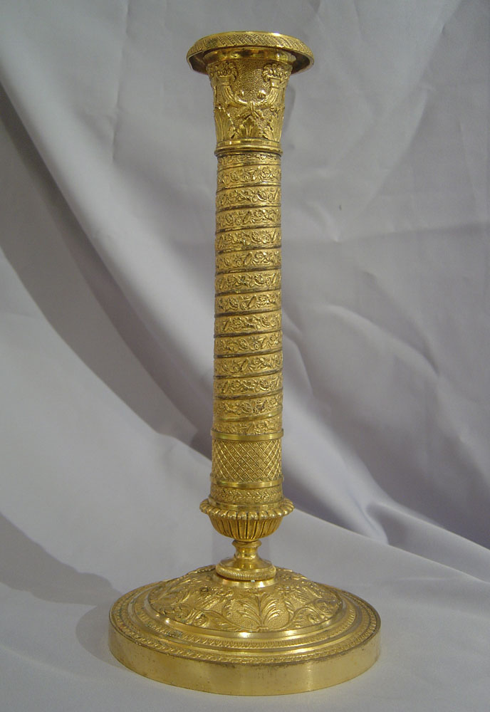 Antique candlesticks French Empire in ormolu .